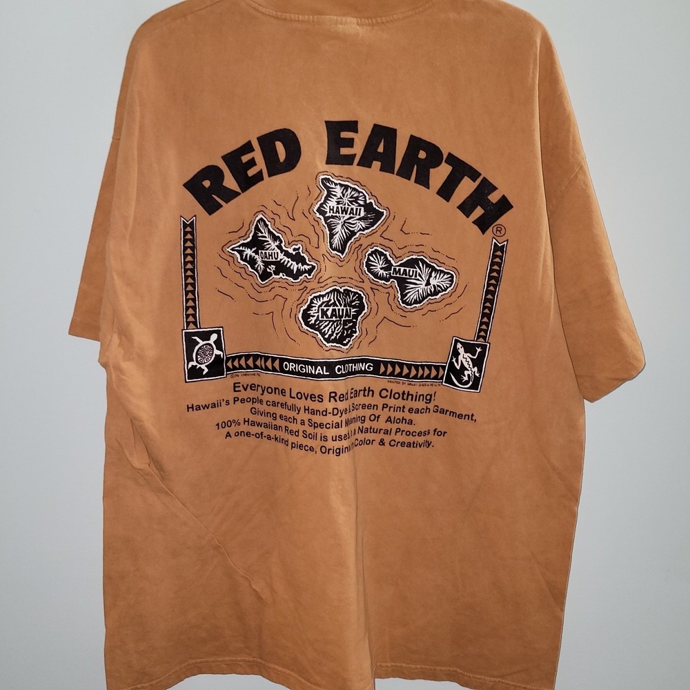 Vintage 1996 Red Earth Clothing Kauai Hawaii T-Shirt Men's Size 2XL Made In USA